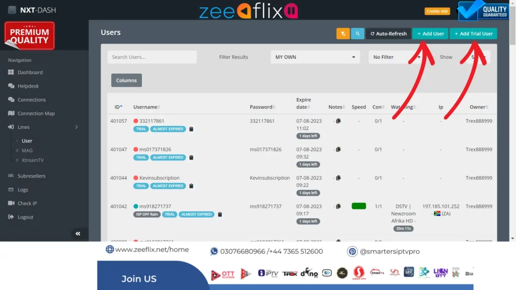 Starshare
5glive
Opplex
B1g
Dream8k
Geo IPTV
Megaott
Extra-OTT
Sansat
Casper
DH Plus
Doom IPTV
Dino
Crystal Ott
Cobra IPTV
Diamond IPTV
4K-OTT
Sansat
Nexon
Magnum
Platinum
Lion OTT
Trex IPTV
Infinity Tv
Max OTT